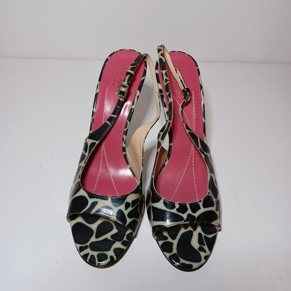 Kate Spade Open Toe Strappy D'orsey Giraffe Leather Print Heels Size 10B see pic - Picture 6 of 9